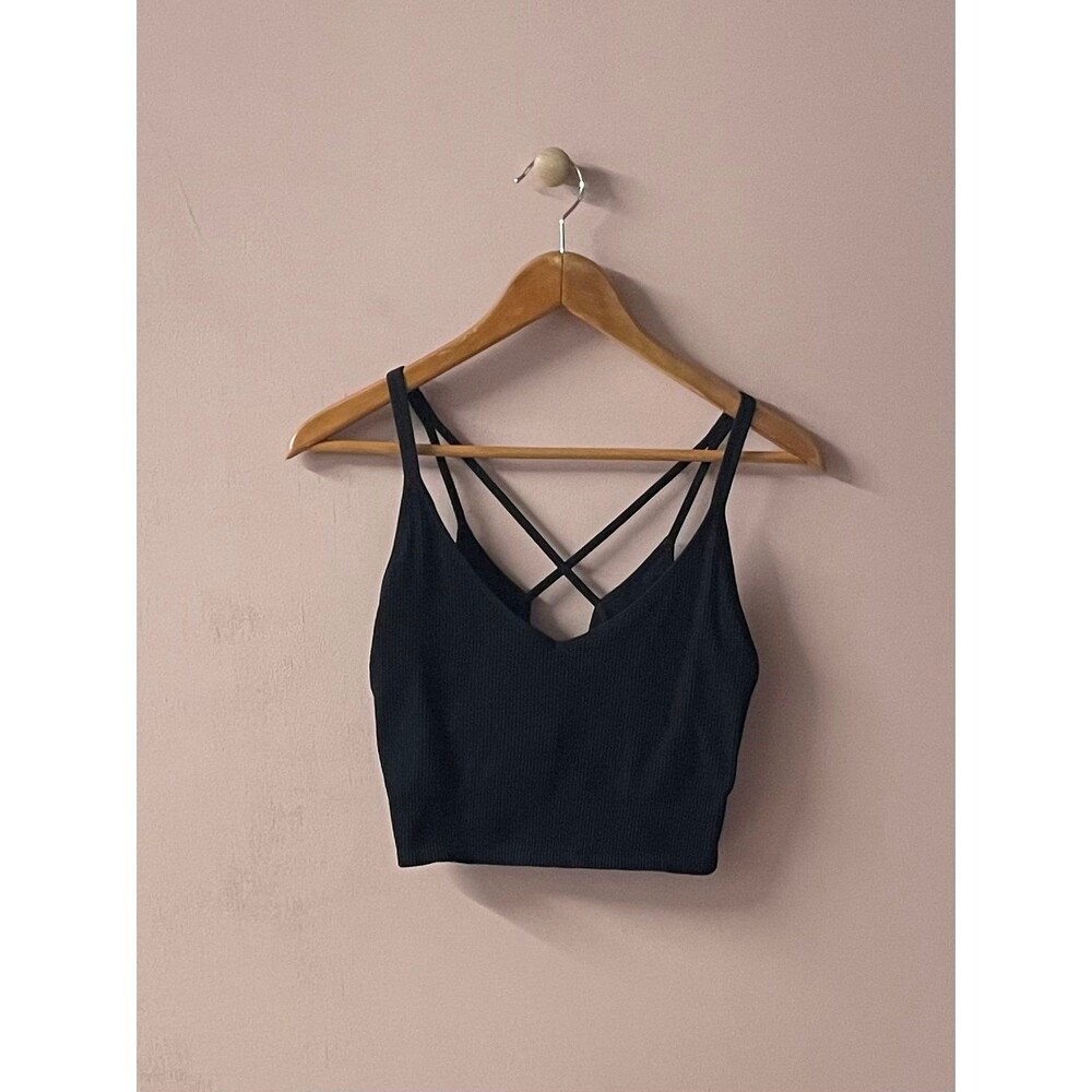 Lemon Black Ribbed Longline Bra Size XL